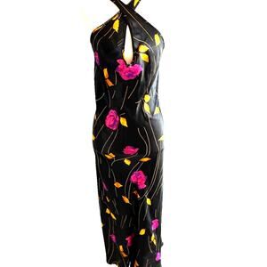 Vintage Jones New York Satin Floral Maxi Slip Dress Plus Size XL Babydoll Sexy